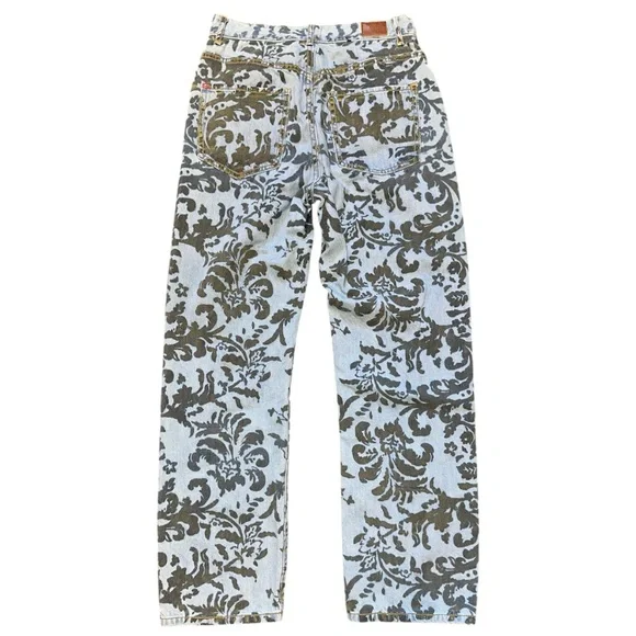 Urban Outfitters BDG High-Waisted Cowboy Jean Flocked Denim Straight Leg Size 27 - Picture 7 of 11